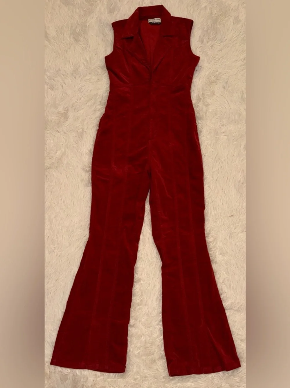 NEW FREE PEOPLE Ring the Alarm Corduroy Sleeveless collar Jumpsuit sz XS
